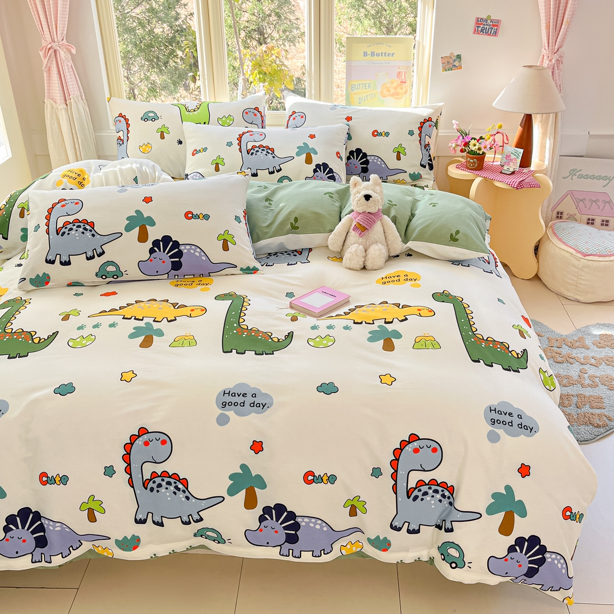 91家纺网 家纺一手货源 找家纺 寻米 2026新款13070全棉纯棉印花单被套被套单件-风格二 恐龙乐园