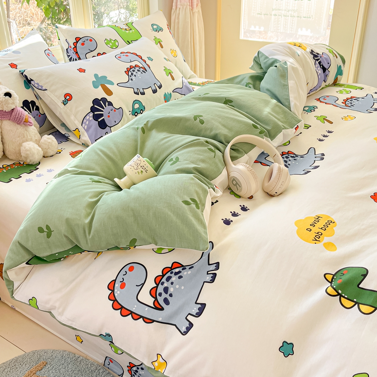 91家纺网 家纺一手货源 找家纺 寻米 2026新款13070全棉纯棉印花单被套被套单件-风格二 恐龙乐园