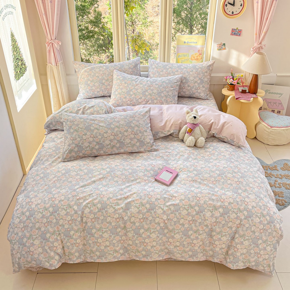 91家纺网 家纺一手货源 找家纺 （总）寻米 2026春夏新款全棉13070印花四件套单品系列场景二-四件套