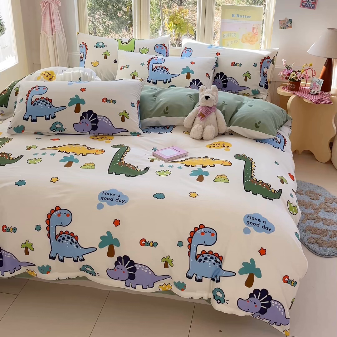 91家纺网 家纺一手货源 找家纺 寻米 2026新款13070全棉纯棉印花单被套被套单件-风格二 恐龙乐园