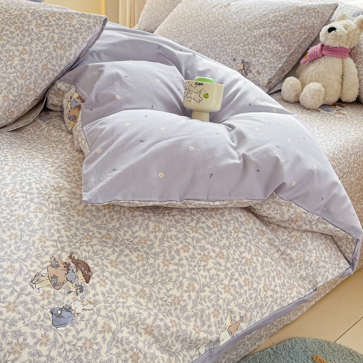 91家纺网 家纺一手货源 找家纺 寻米 2026新款13070全棉纯棉印花单被套被套单件-风格二 萌兔花园