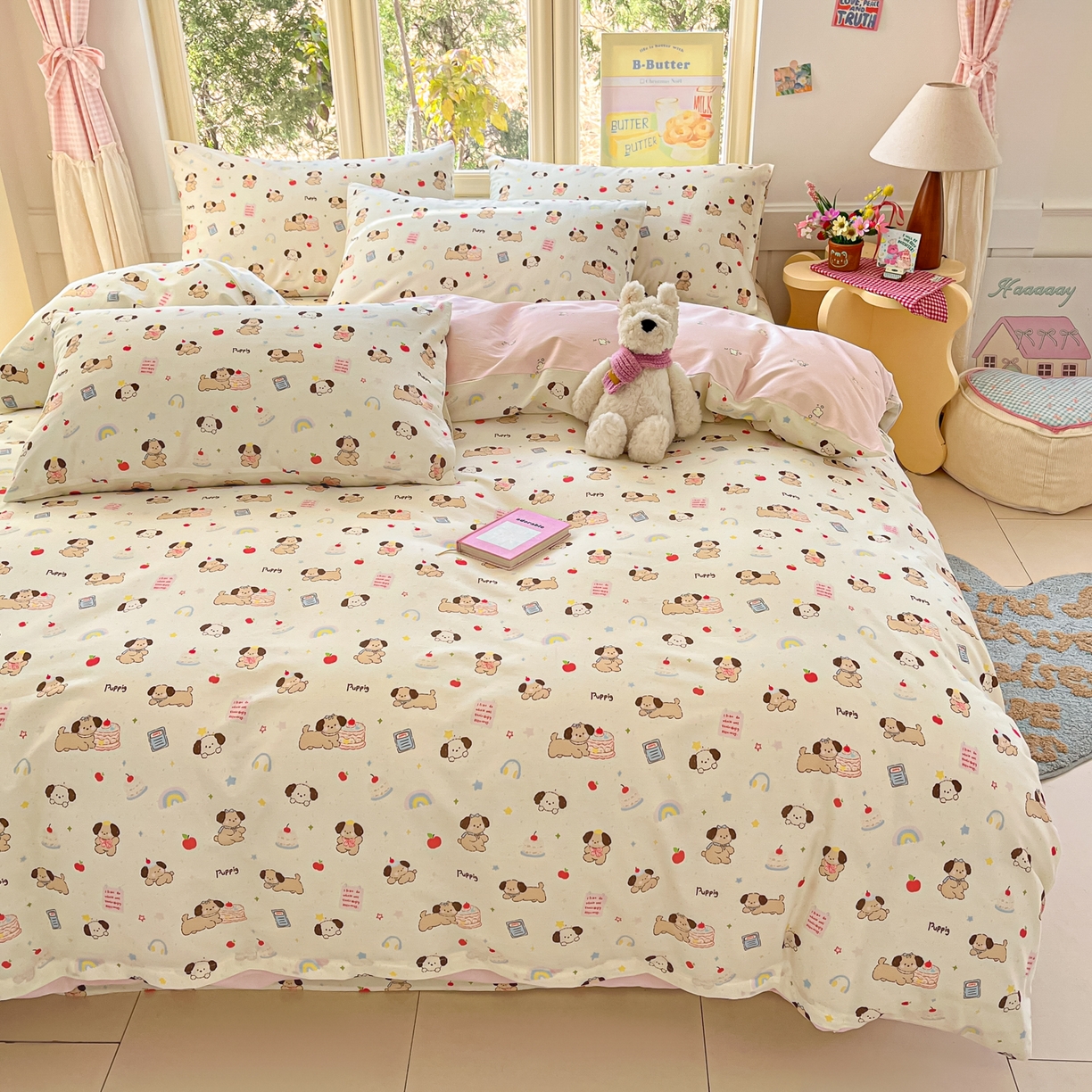 91家纺网 家纺一手货源 找家纺 寻米 2026新款13070全棉纯棉印花单被套被套单件-风格二 奶酪小狗