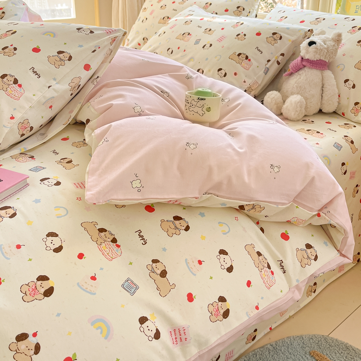 91家纺网 家纺一手货源 找家纺 寻米 2026新款13070全棉纯棉印花单被套被套单件-风格二 奶酪小狗