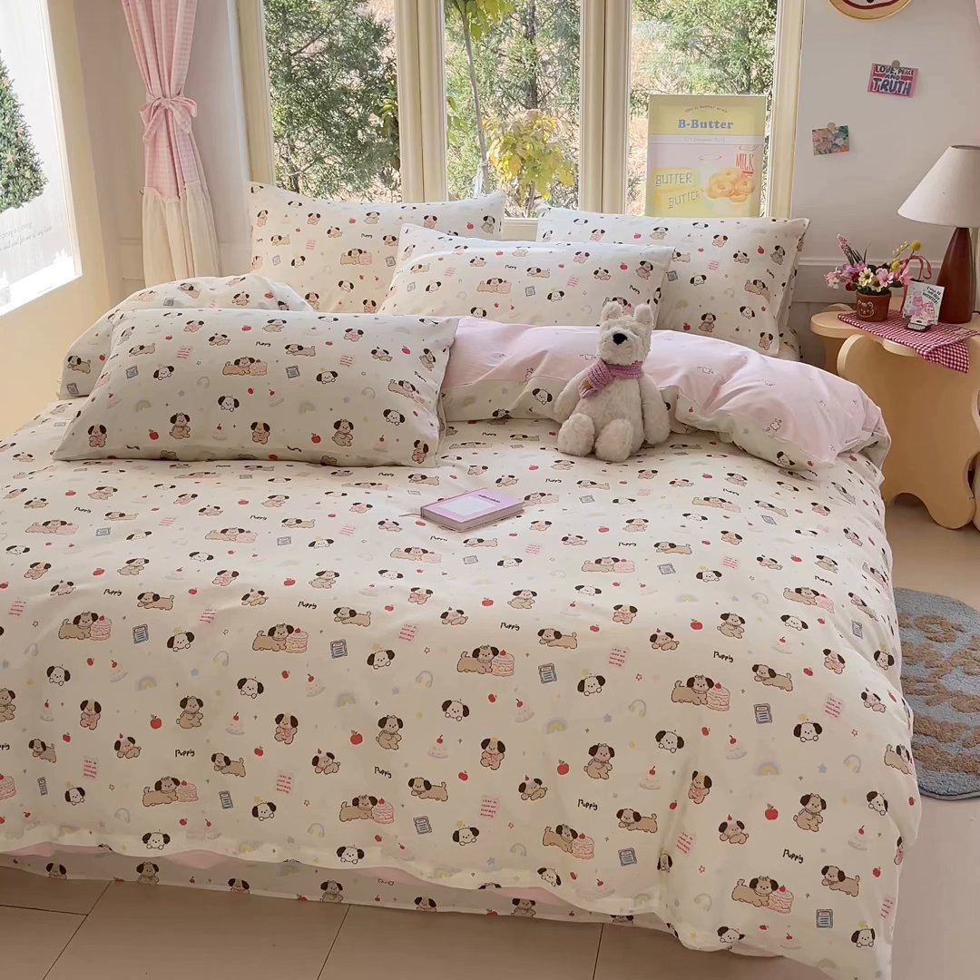 91家纺网 家纺一手货源 找家纺 寻米 2026新款13070全棉纯棉印花单被套被套单件-风格二 奶酪小狗