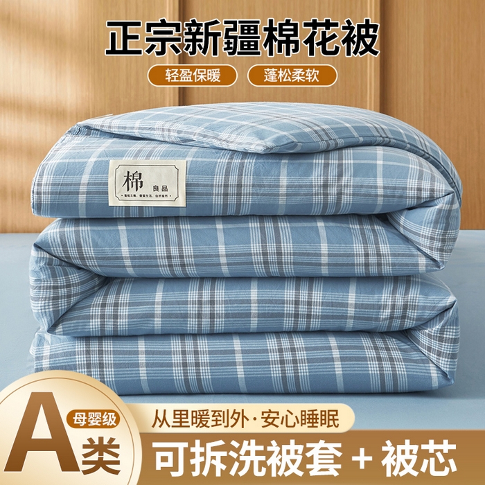 鑫佰利 2026新款A类水洗棉可拆洗新疆棉花被被子被芯 乔南蓝
