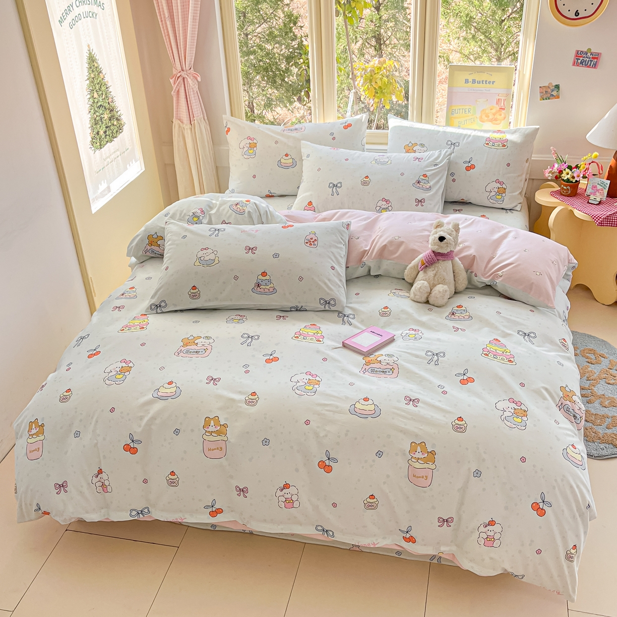 91家纺网 家纺一手货源 找家纺 寻米 2026新款13070全棉纯棉印花单被套被套单件-风格二 小熊饼干