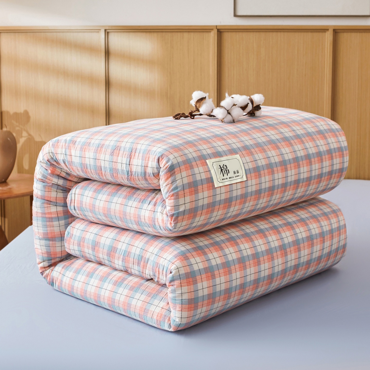 91家纺网 家纺一手货源 找家纺 鑫佰利 2026新款A类水洗棉可拆洗新疆棉花被被子被芯 贝拉粉