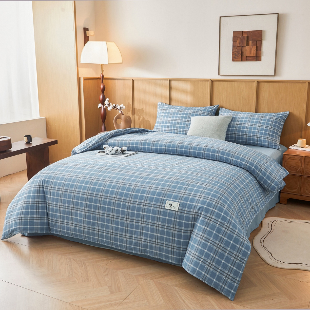 91家纺网 家纺一手货源 找家纺 鑫佰利 2026新款A类水洗棉可拆洗新疆棉花被被子被芯 乔南蓝