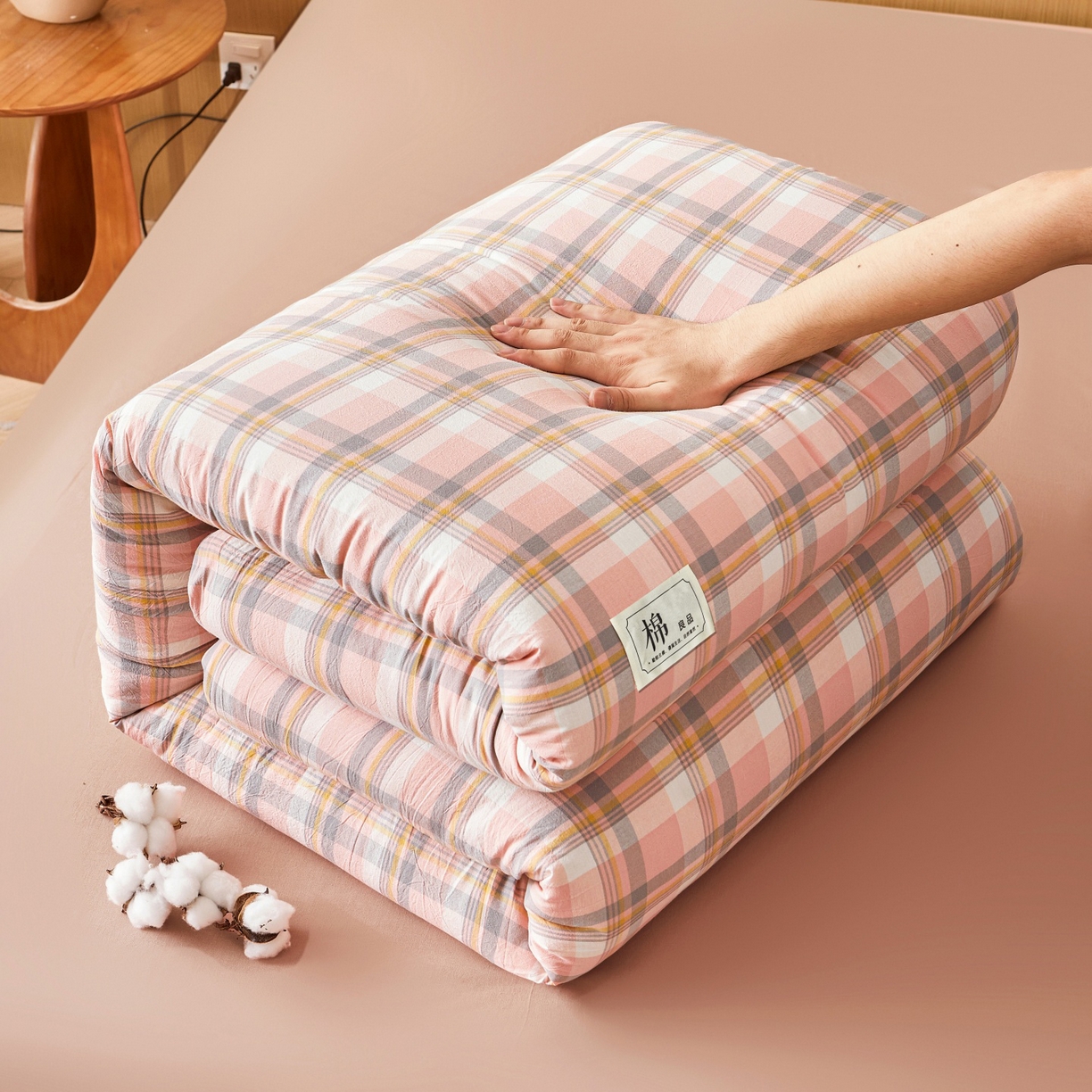 91家纺网 家纺一手货源 找家纺 鑫佰利 2026新款A类水洗棉可拆洗新疆棉花被被子被芯 简兮-粉