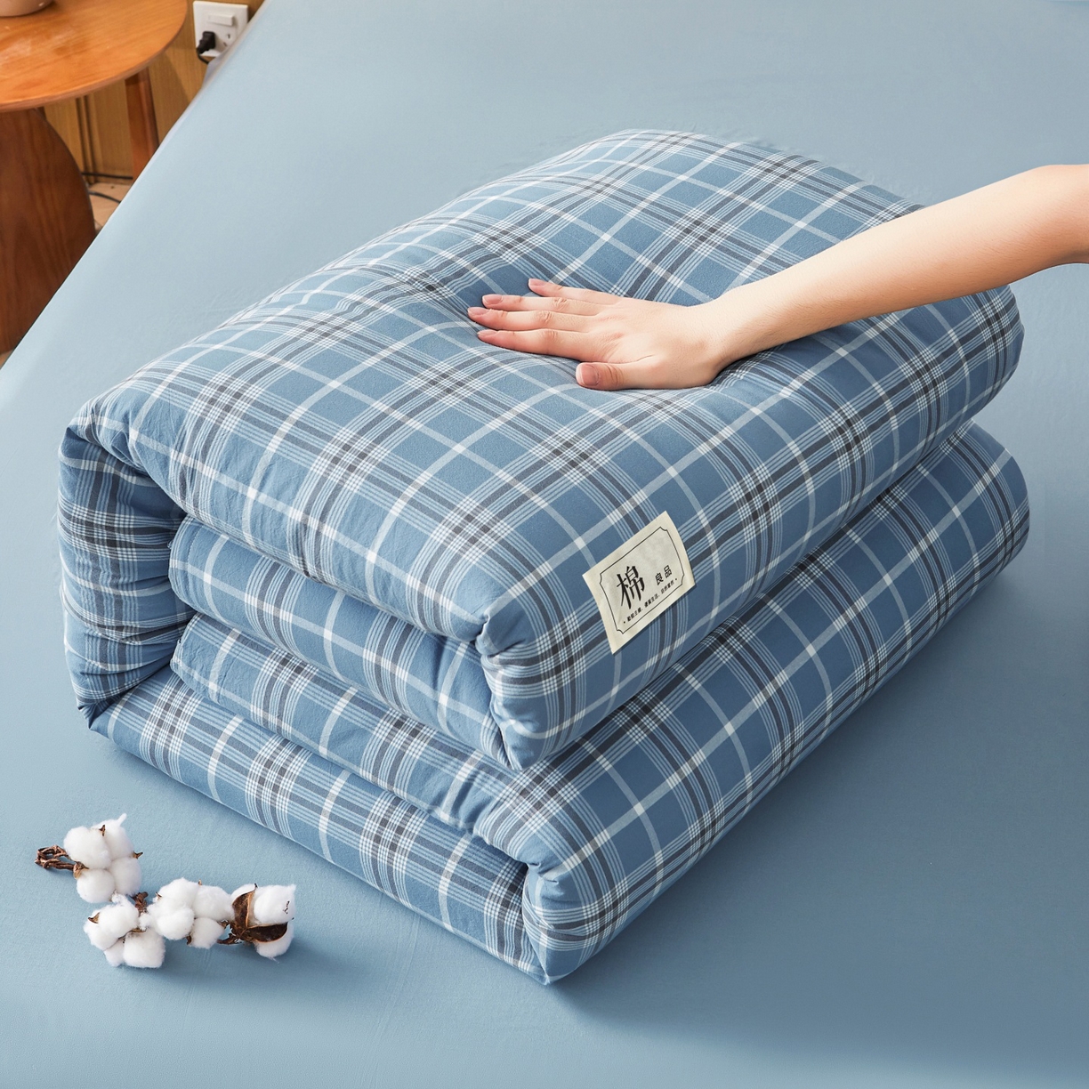 91家纺网 家纺一手货源 找家纺 鑫佰利 2026新款A类水洗棉可拆洗新疆棉花被被子被芯 乔南蓝
