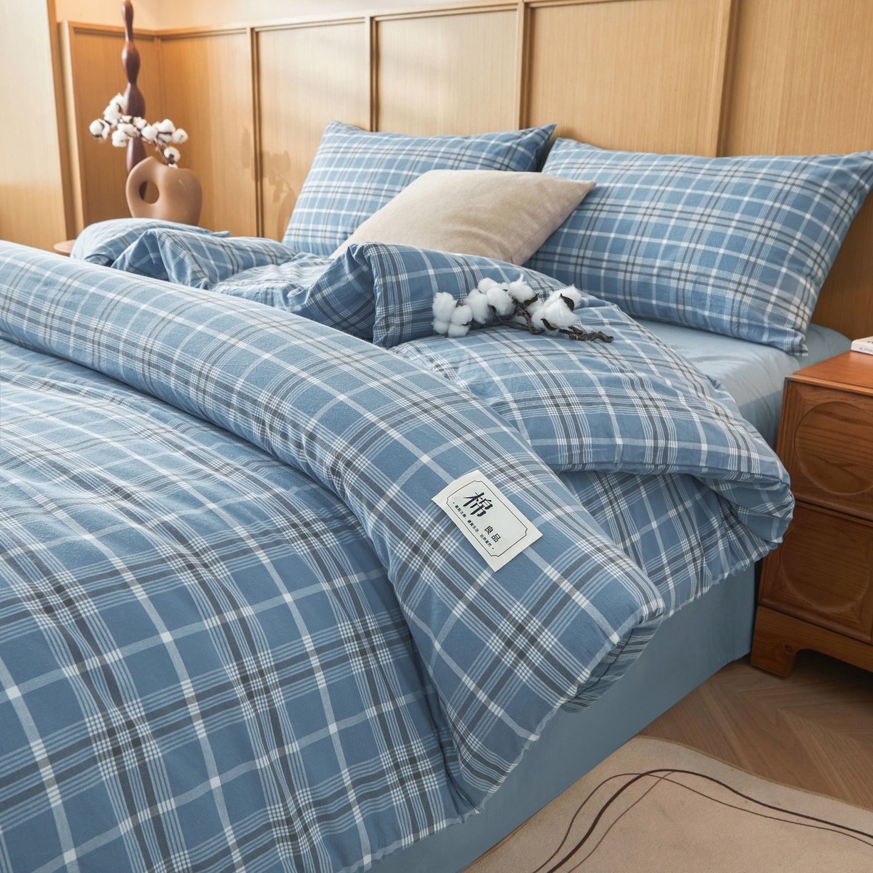 91家纺网 家纺一手货源 找家纺 鑫佰利 2026新款A类水洗棉可拆洗新疆棉花被被子被芯 乔南蓝