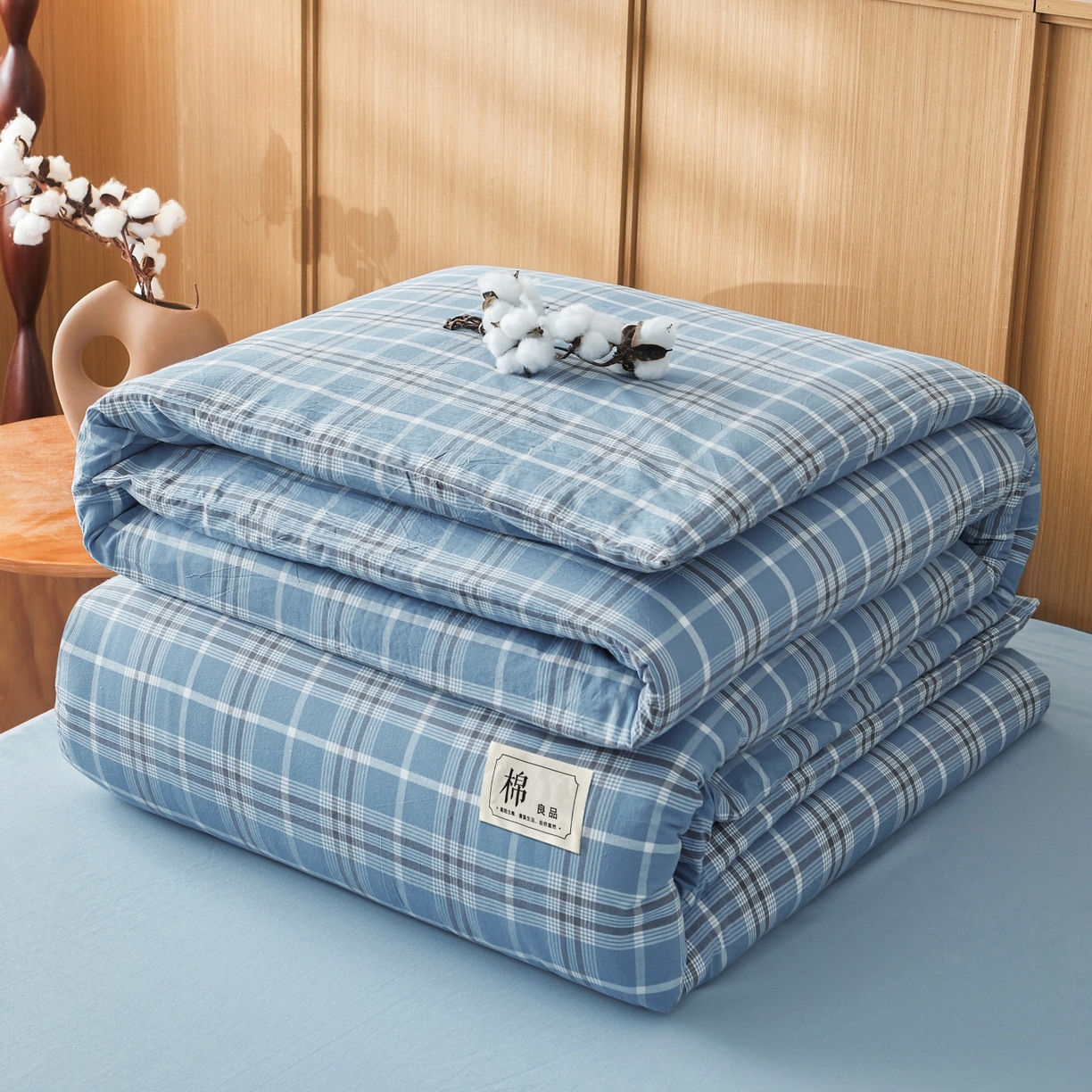 91家纺网 家纺一手货源 找家纺 鑫佰利 2026新款A类水洗棉可拆洗新疆棉花被被子被芯 乔南蓝