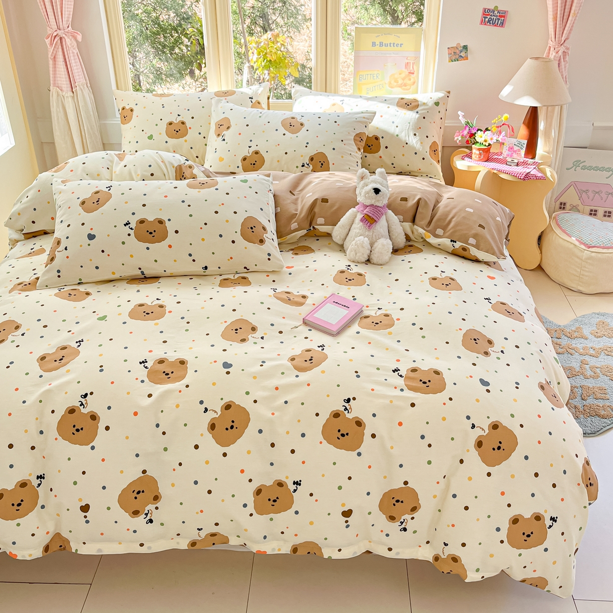 91家纺网 家纺一手货源 找家纺 寻米 2026新款13070全棉纯棉印花单被套被套单件-风格二 小熊软糖