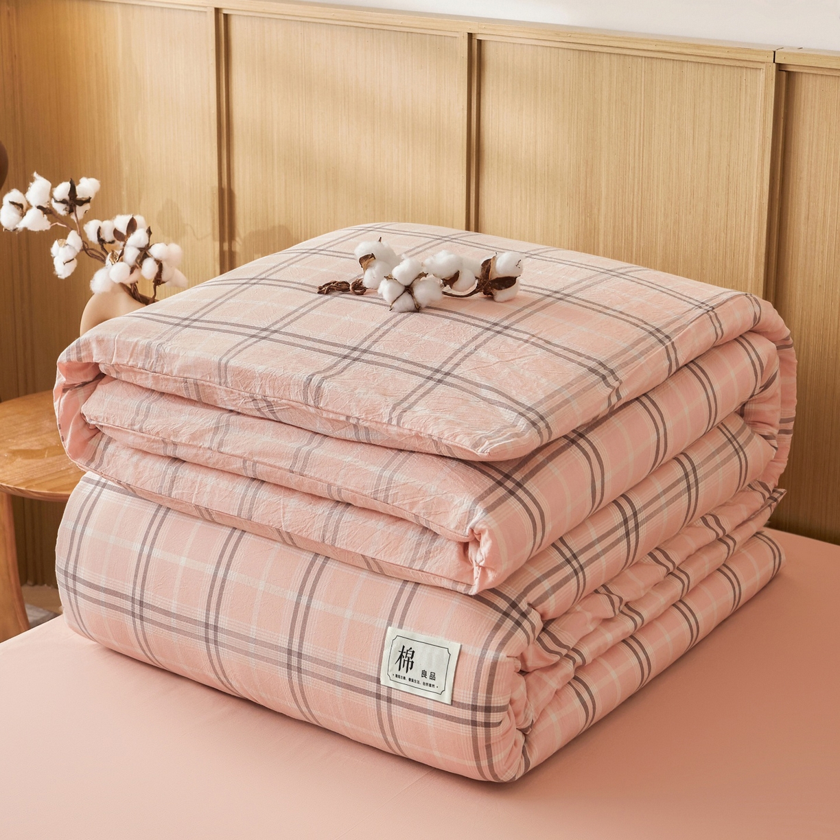 91家纺网 家纺一手货源 找家纺 鑫佰利 2026新款A类水洗棉可拆洗新疆棉花被被子被芯 乔南粉