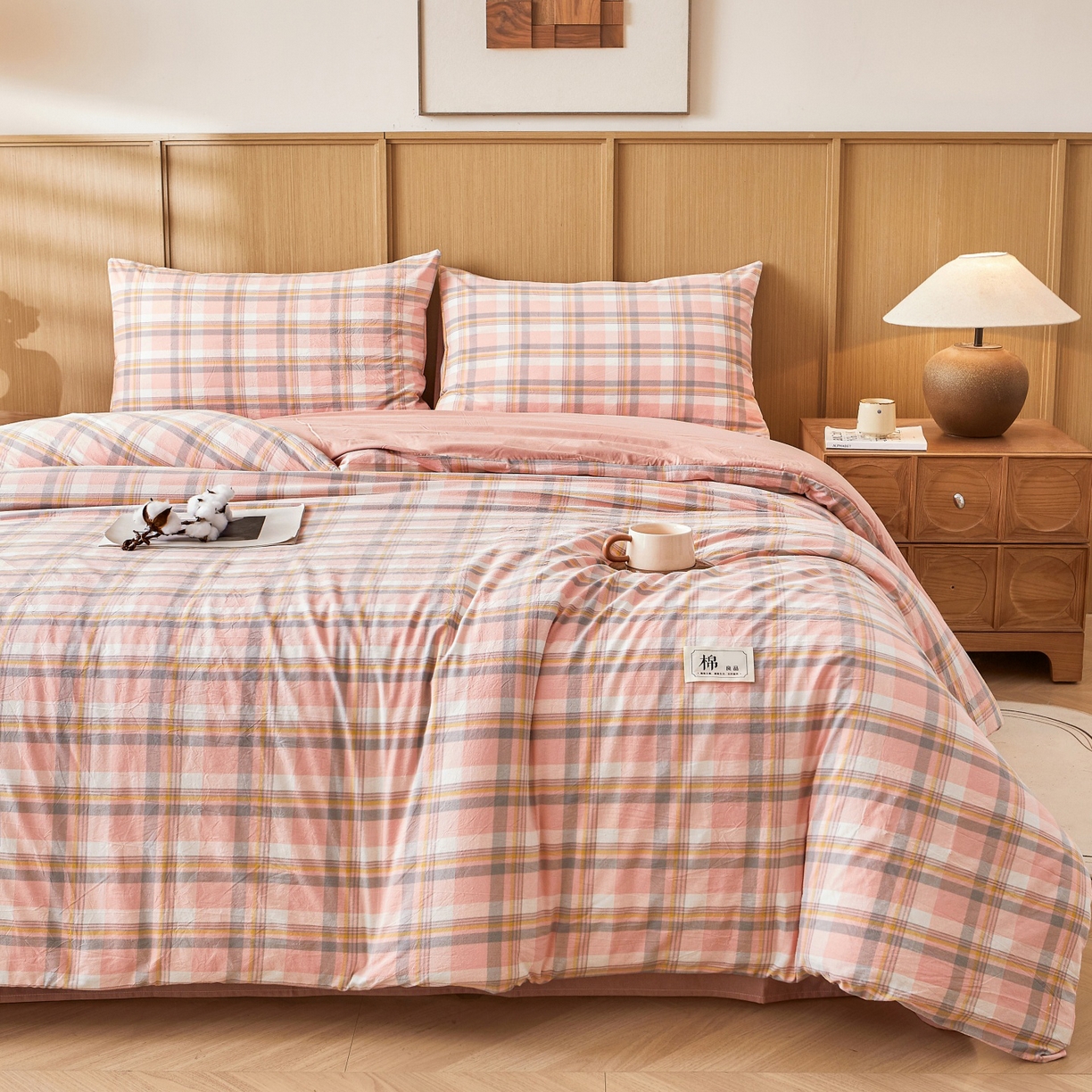 91家纺网 家纺一手货源 找家纺 鑫佰利 2026新款A类水洗棉可拆洗新疆棉花被被子被芯 简兮-粉