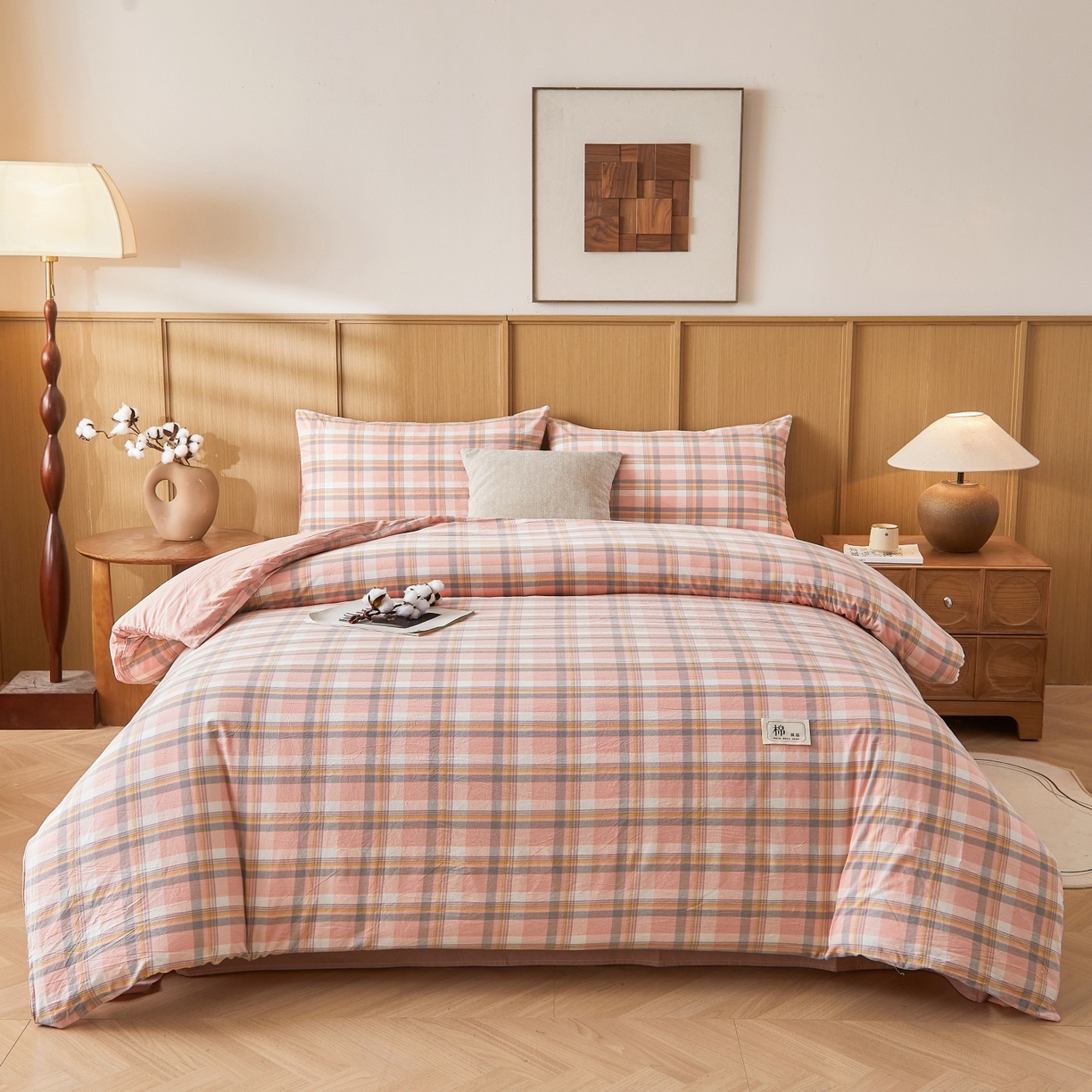 91家纺网 家纺一手货源 找家纺 鑫佰利 2026新款A类水洗棉可拆洗新疆棉花被被子被芯 简兮-粉