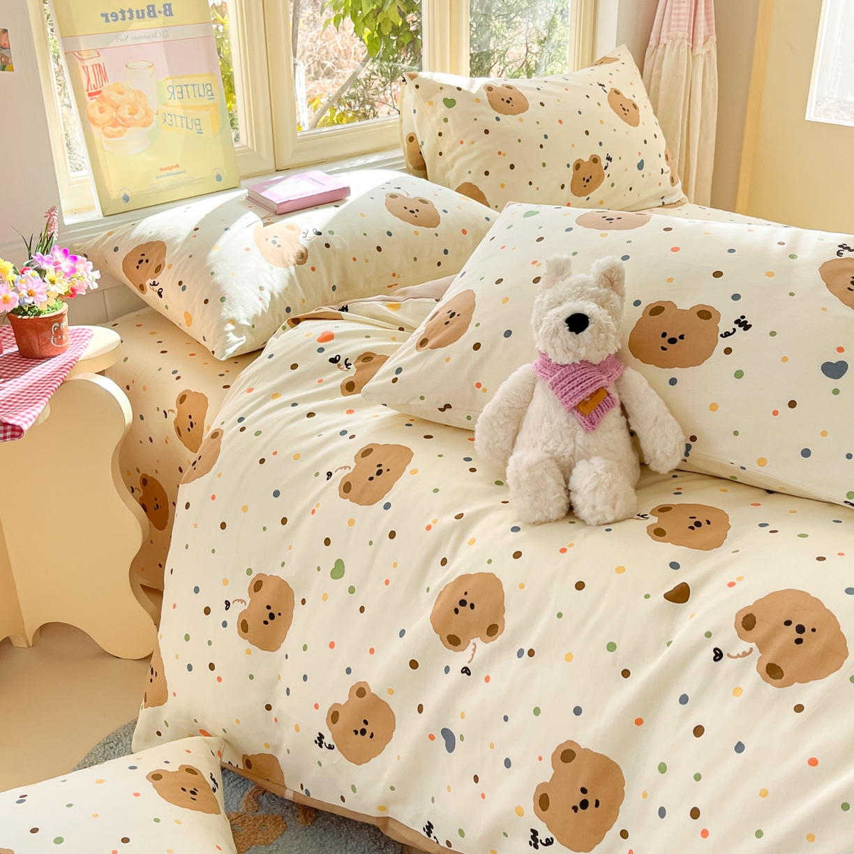 91家纺网 家纺一手货源 找家纺 寻米 2026新款13070全棉纯棉印花单被套被套单件-风格二 小熊软糖