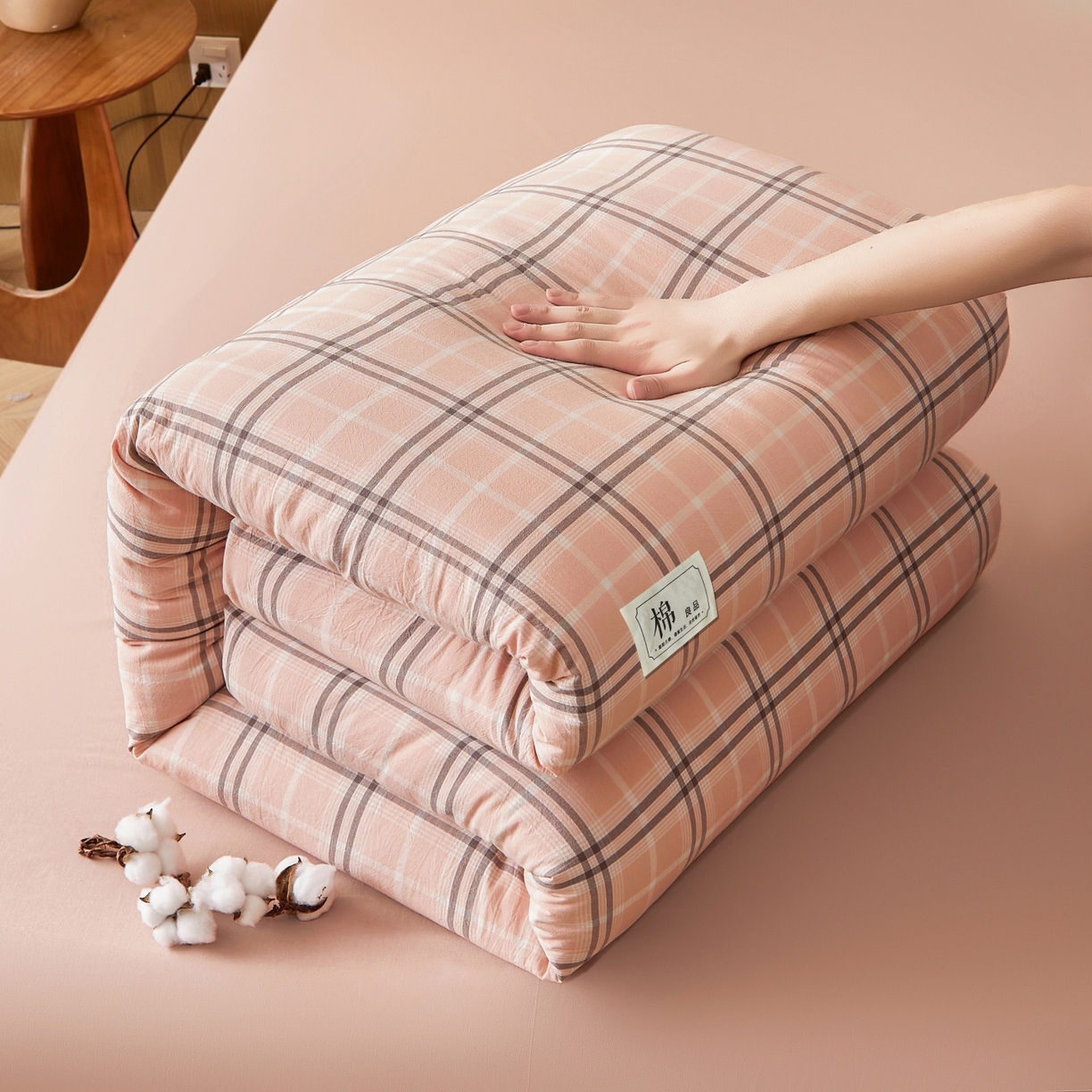 91家纺网 家纺一手货源 找家纺 鑫佰利 2026新款A类水洗棉可拆洗新疆棉花被被子被芯 乔南粉