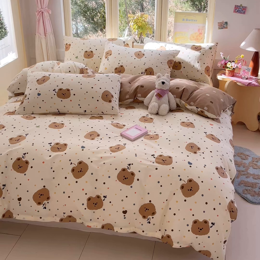 91家纺网 家纺一手货源 找家纺 寻米 2026新款13070全棉纯棉印花单被套被套单件-风格二 小熊软糖