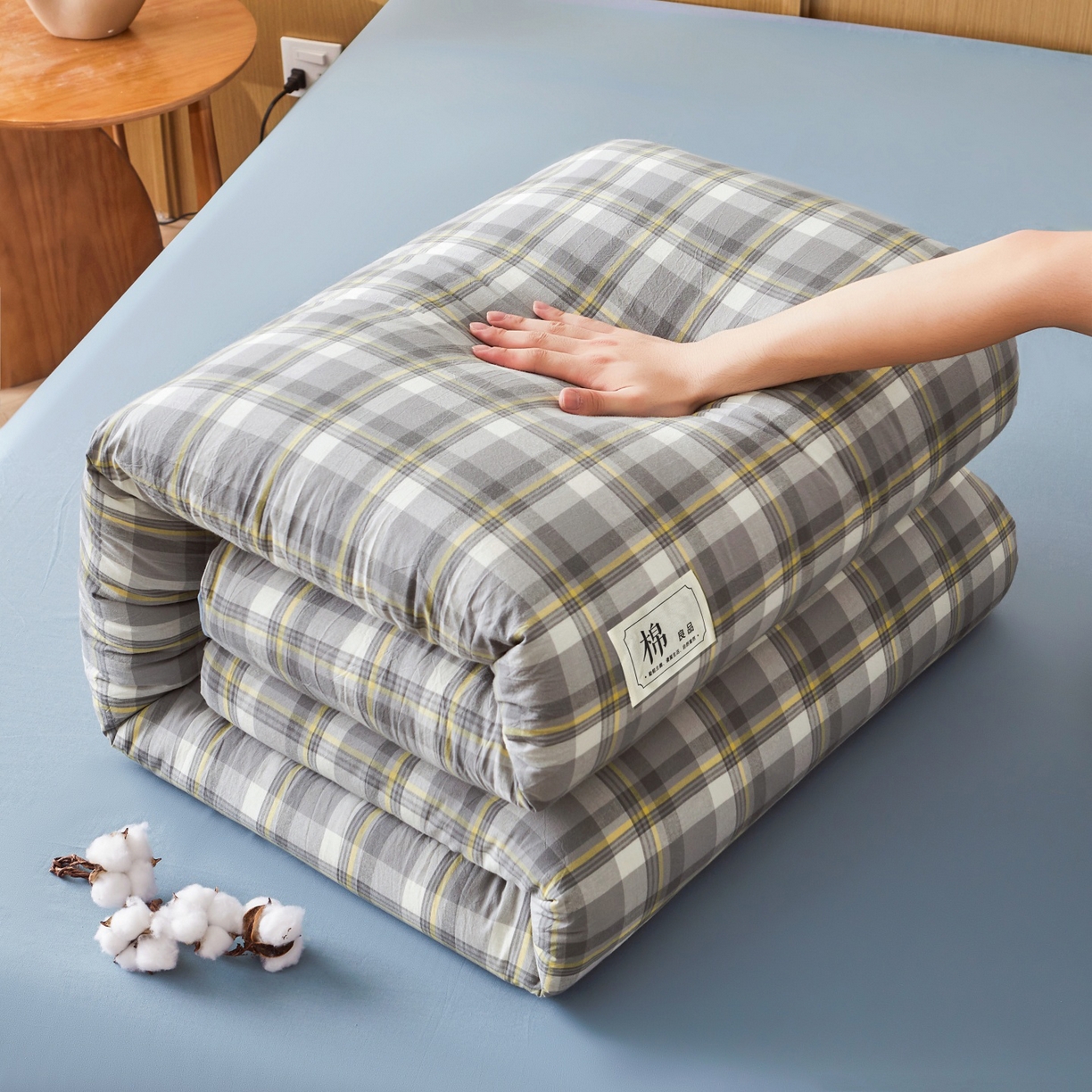 91家纺网 家纺一手货源 找家纺 鑫佰利 2026新款A类水洗棉可拆洗新疆棉花被被子被芯 简兮-灰