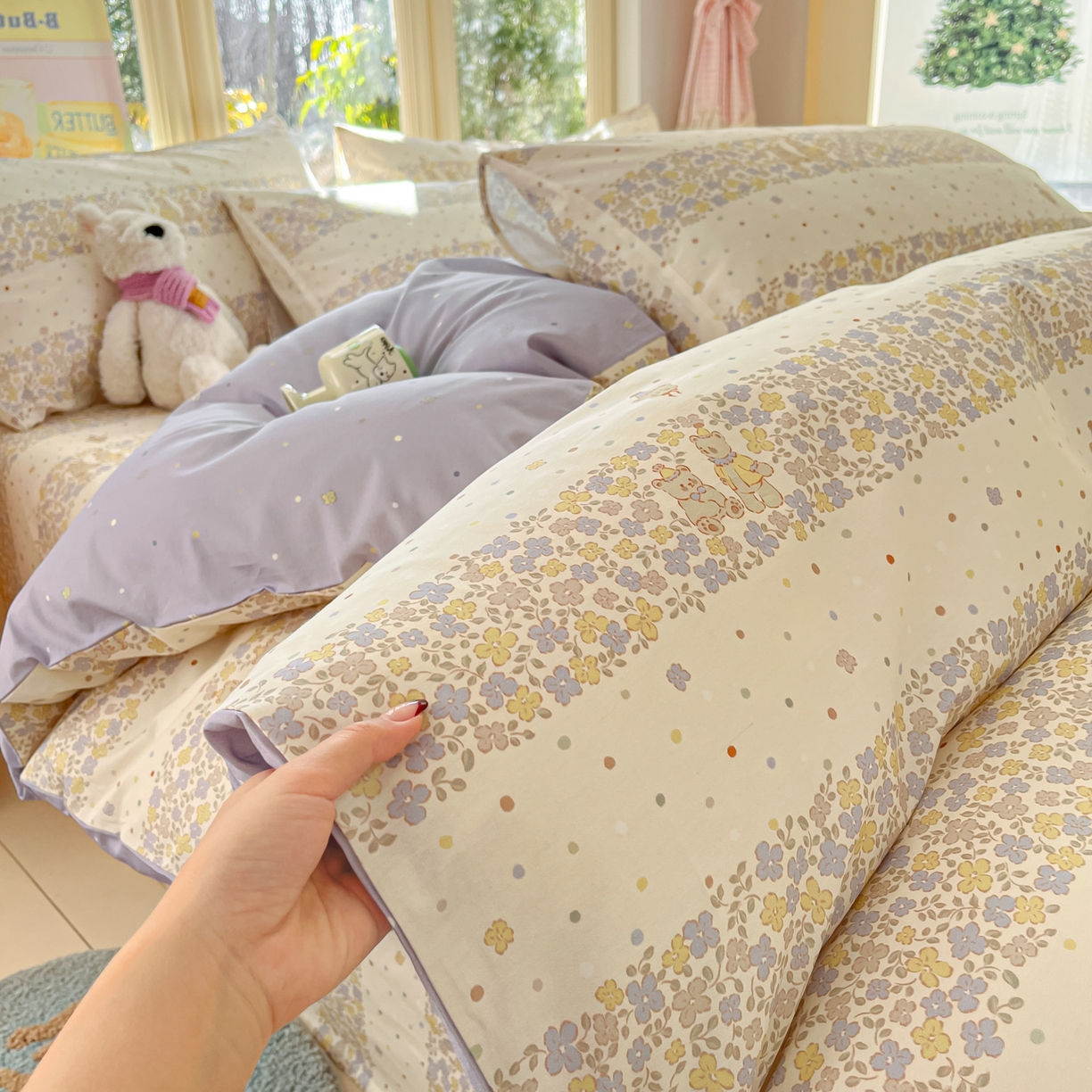 寻米 2026新款13070全棉纯棉印花单被套被套单件-风格二 小熊温蒂