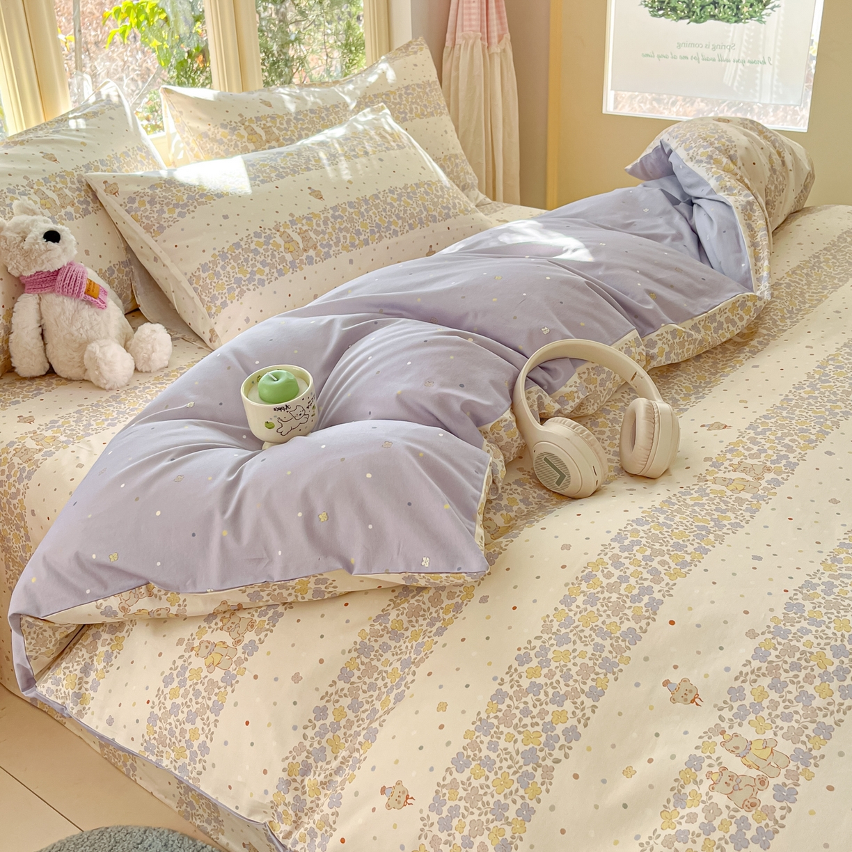 91家纺网 家纺一手货源 找家纺 寻米 2026新款13070全棉纯棉印花单被套被套单件-风格二 小熊温蒂