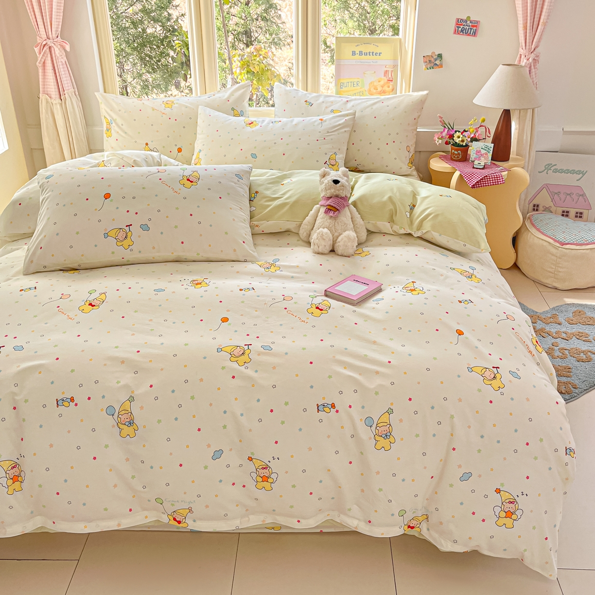 91家纺网 家纺一手货源 找家纺 寻米 2026新款13070全棉纯棉印花单被套被套单件-风格二 星星小熊