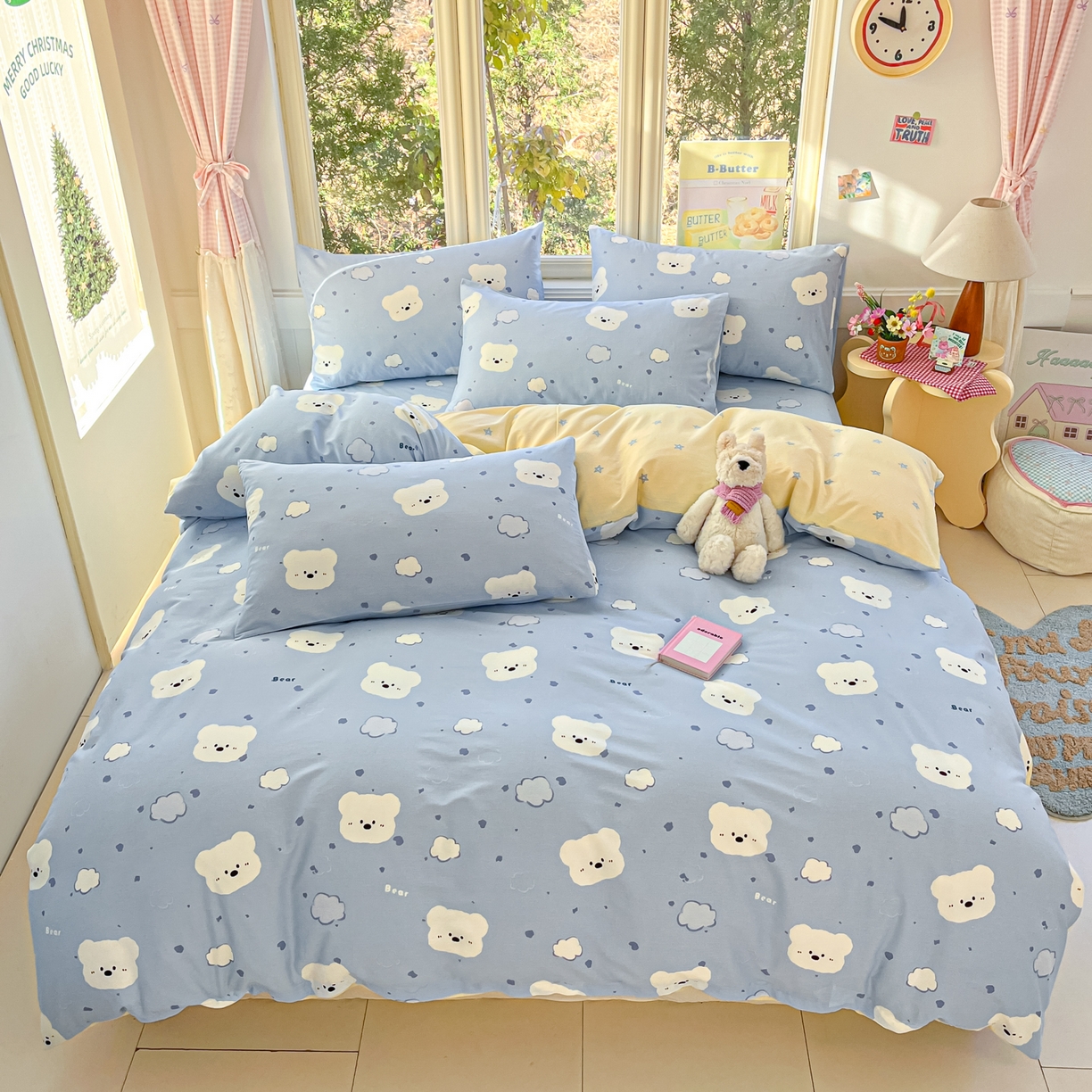 91家纺网 家纺一手货源 找家纺 寻米 2026新款13070全棉纯棉印花单被套被套单件-风格二 云朵小熊