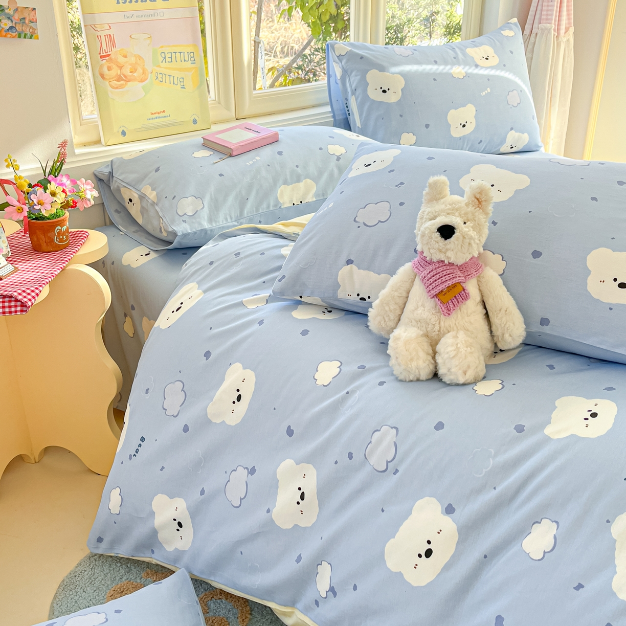 91家纺网 家纺一手货源 找家纺 寻米 2026新款13070全棉纯棉印花单被套被套单件-风格二 云朵小熊