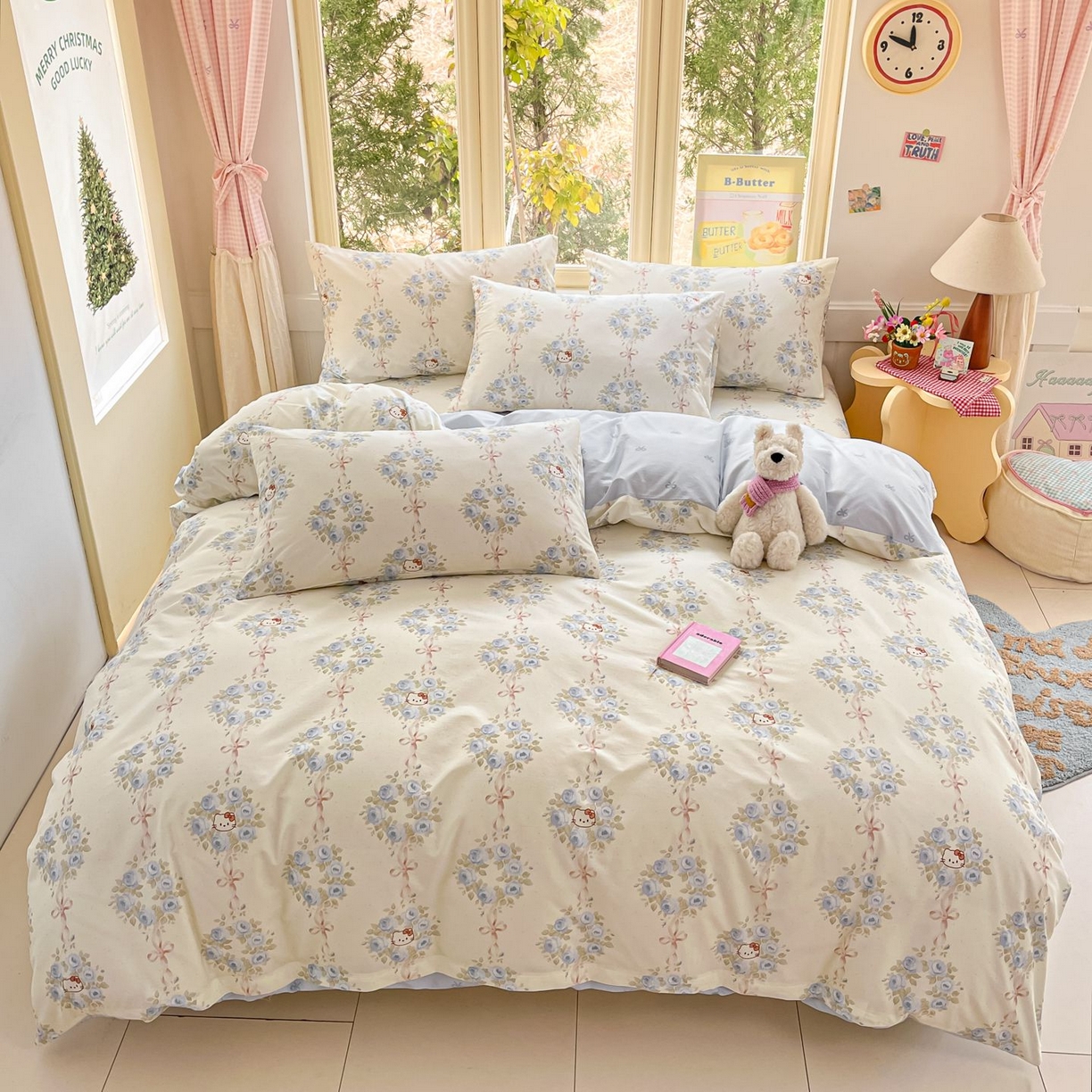 91家纺网 家纺一手货源 找家纺 （总）寻米 2026春夏新款全棉13070印花四件套单品系列场景二-四件套