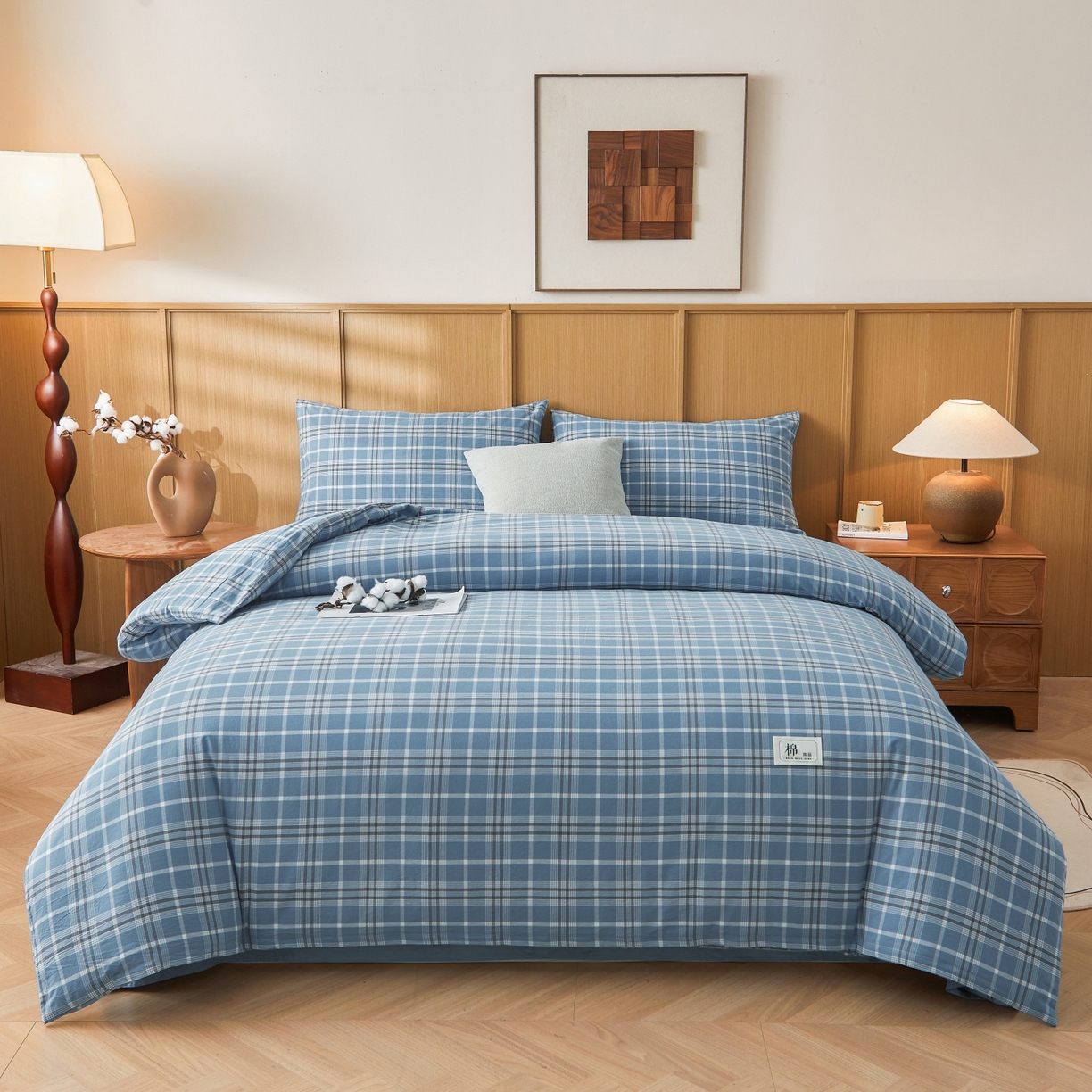 91家纺网 家纺一手货源 找家纺 鑫佰利 2026新款A类水洗棉可拆洗新疆棉花被被子被芯 乔南蓝