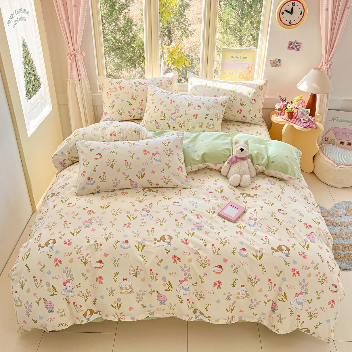 91家纺网 家纺一手货源 找家纺 （总）寻米 2026春夏新款全棉13070印花四件套单品系列场景二-四件套