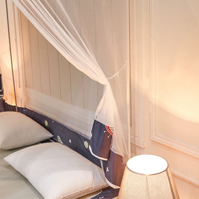 91家纺网 家纺一手货源 找家纺 千逸虹 2026新款卡通加密加大全底坐床遮光防摔回底蚊帐 太空-回底