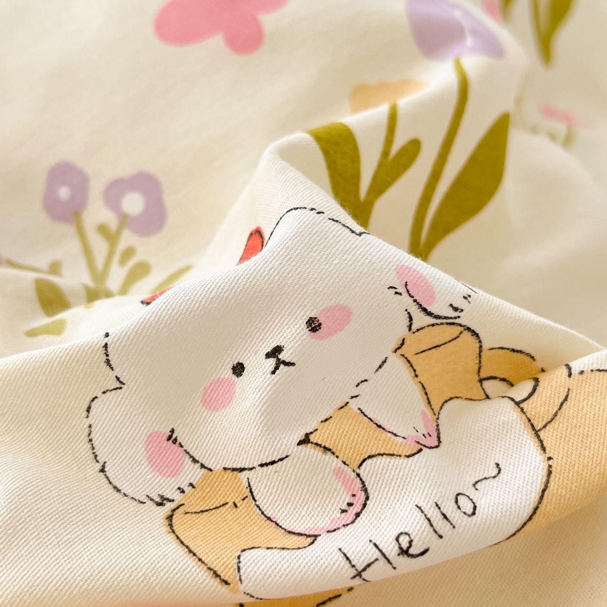 91家纺网 家纺一手货源 找家纺 寻米 2026新款13070全棉纯棉印花单床笠床笠单件-风格二 花园小狗