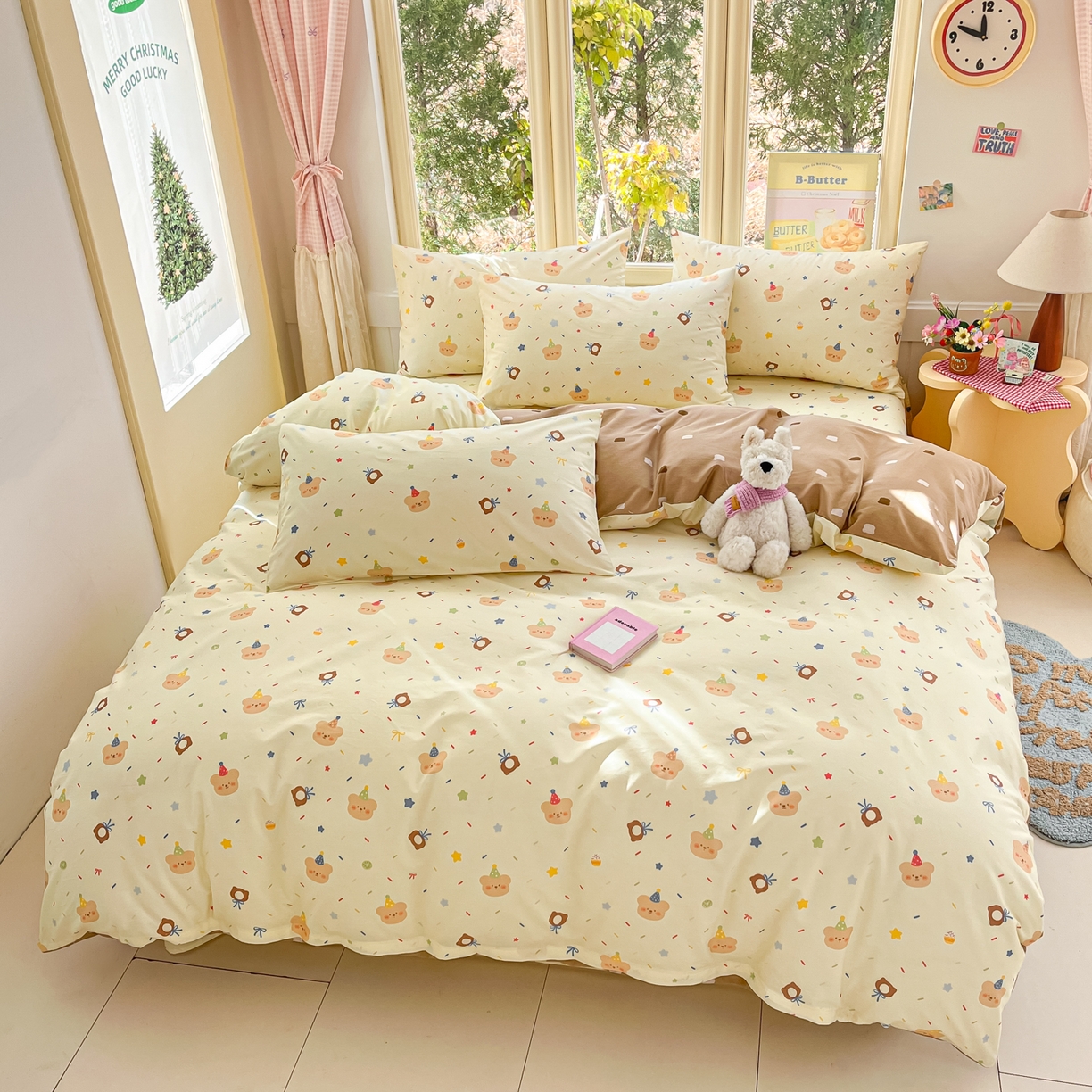 91家纺网 家纺一手货源 找家纺 寻米 2026新款13070全棉纯棉印花单床笠床笠单件-风格二 黄油小熊