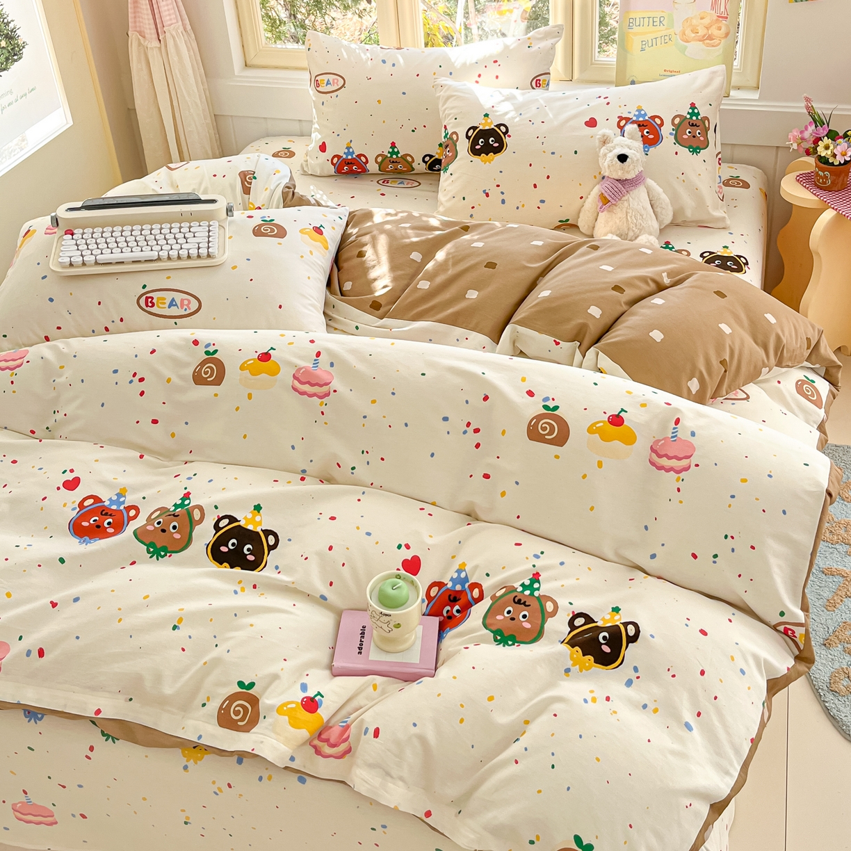 91家纺网 家纺一手货源 找家纺 寻米 2026新款13070全棉纯棉印花单床笠床笠单件-风格二 快乐熊仔