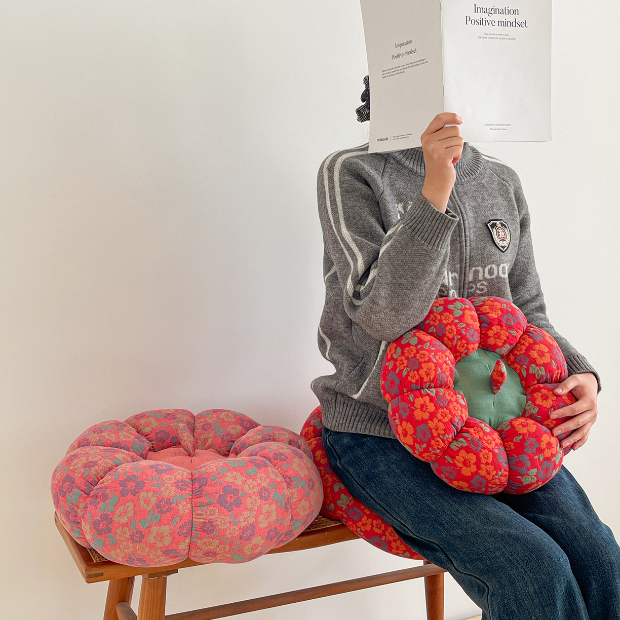 91家纺网 家纺一手货源 找家纺 亦帆枕芯 2026新款全棉多层纱南瓜坐垫抱枕榻榻米坐垫超柔软支撑 红南瓜