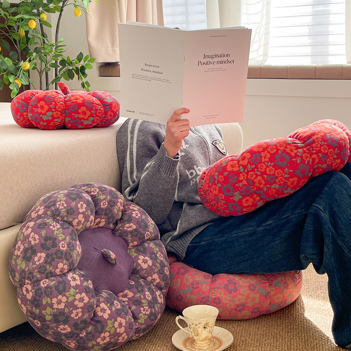 91家纺网 家纺一手货源 找家纺 （总）亦帆枕芯 2026新款全棉多层纱南瓜坐垫抱枕榻榻米坐垫超柔软支撑