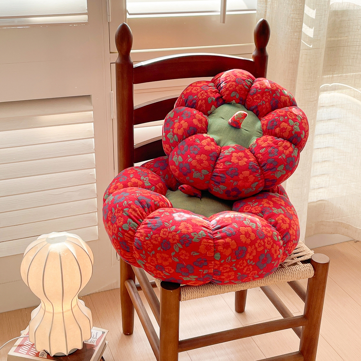 91家纺网 家纺一手货源 找家纺 亦帆枕芯 2026新款全棉多层纱南瓜坐垫抱枕榻榻米坐垫超柔软支撑 红南瓜