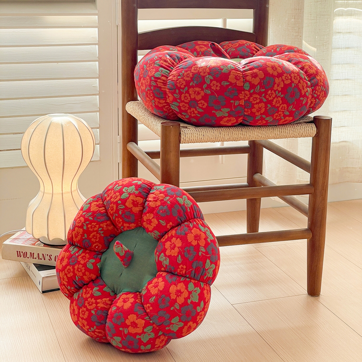 91家纺网 家纺一手货源 找家纺 亦帆枕芯 2026新款全棉多层纱南瓜坐垫抱枕榻榻米坐垫超柔软支撑 红南瓜