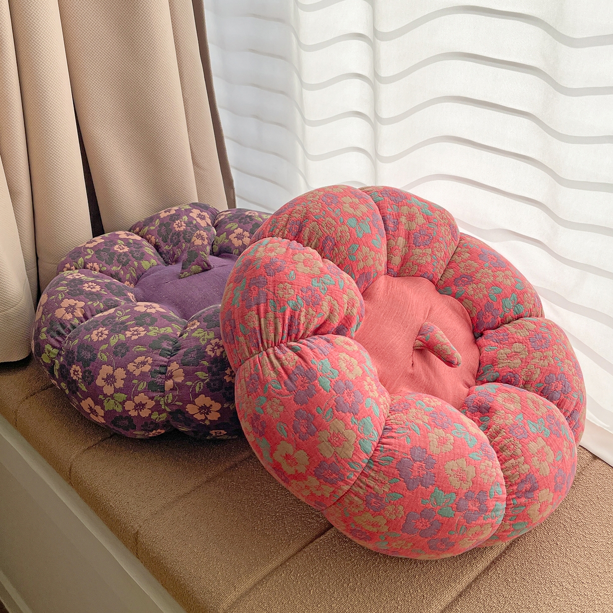 91家纺网 家纺一手货源 找家纺 亦帆枕芯 2026新款全棉多层纱南瓜坐垫抱枕榻榻米坐垫超柔软支撑 豆沙南瓜