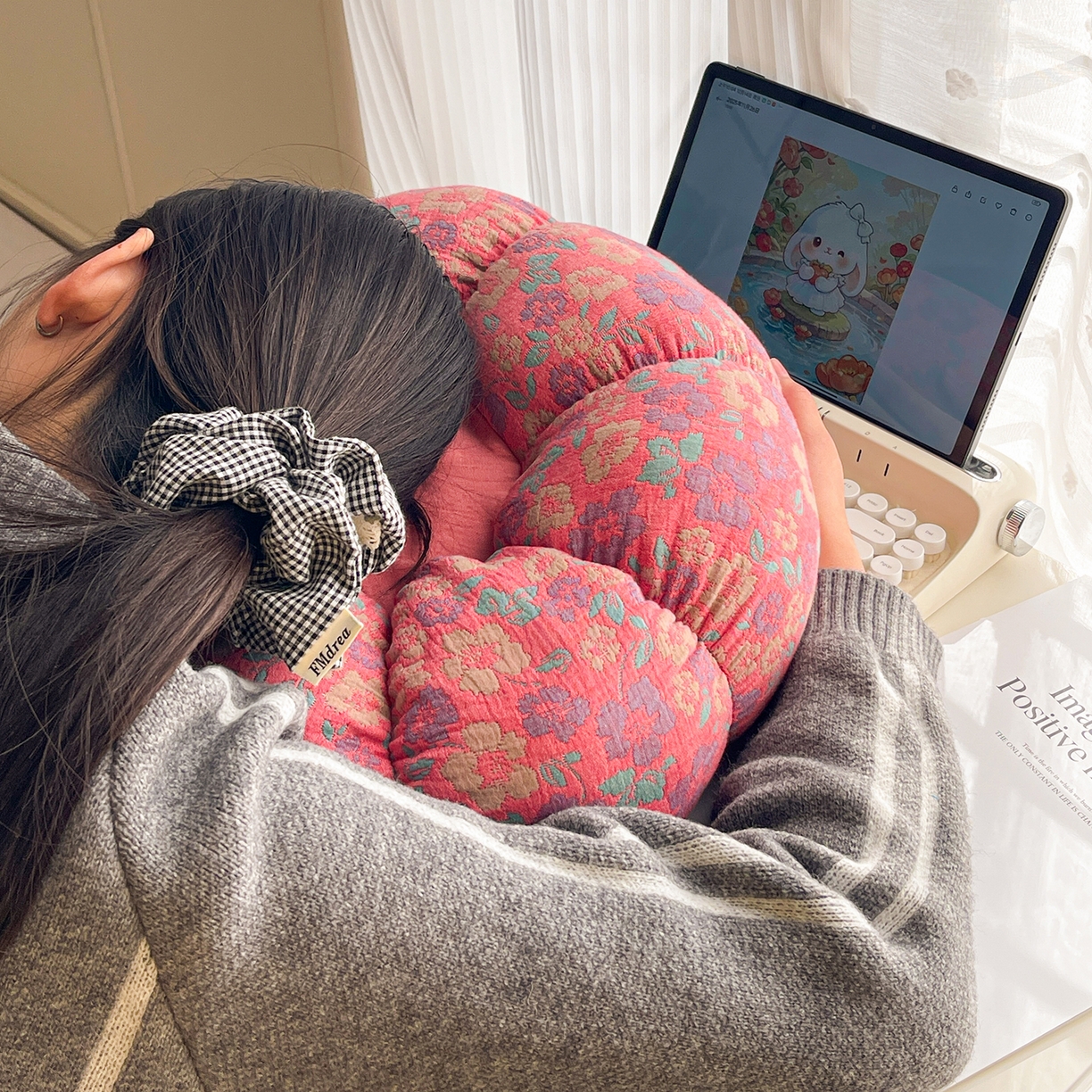 91家纺网 家纺一手货源 找家纺 亦帆枕芯 2026新款全棉多层纱南瓜坐垫抱枕榻榻米坐垫超柔软支撑 豆沙南瓜