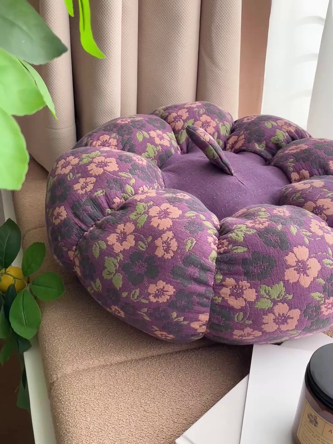 91家纺网 家纺一手货源 找家纺 亦帆枕芯 2026新款全棉多层纱南瓜坐垫抱枕榻榻米坐垫超柔软支撑 紫南瓜
