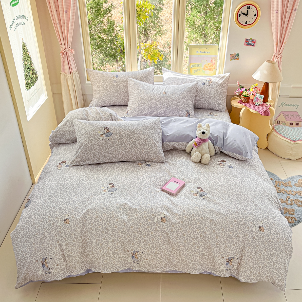 91家纺网 家纺一手货源 找家纺 寻米 2026新款13070全棉纯棉印花单床笠床笠单件-风格二 萌兔花园