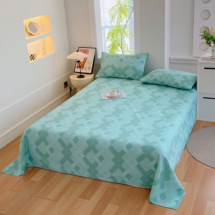 91家纺网 家纺一手货源 找家纺 爱彼家纺 2026新款古艺粗纱老粗布加厚加密凉席席子床单三件套 布兰迪