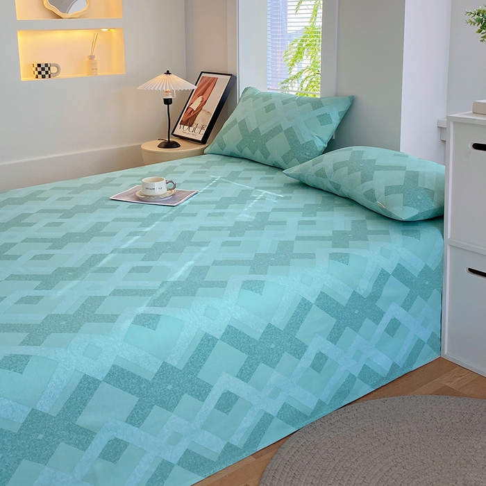 91家纺网 家纺一手货源 找家纺 爱彼家纺 2026新款古艺粗纱老粗布加厚加密凉席席子床单三件套 布兰迪