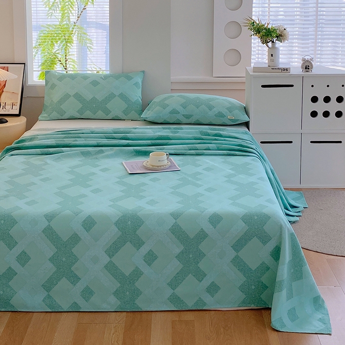 91家纺网 家纺一手货源 找家纺 爱彼家纺 2026新款古艺粗纱老粗布加厚加密凉席席子床单三件套 布兰迪