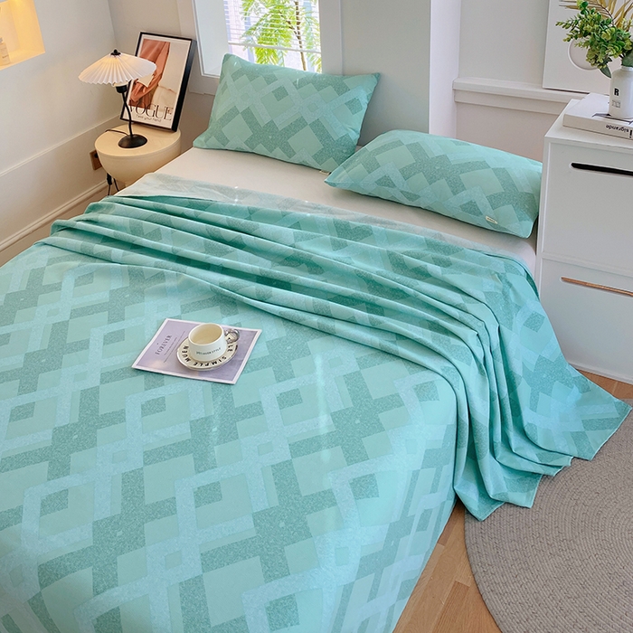 91家纺网 家纺一手货源 找家纺 爱彼家纺 2026新款古艺粗纱老粗布加厚加密凉席席子床单三件套 布兰迪