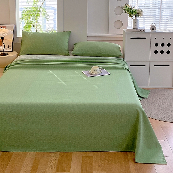 91家纺网 家纺一手货源 找家纺 爱彼家纺 2026新款古艺粗纱老粗布加厚加密凉席席子床单三件套 橄榄绿