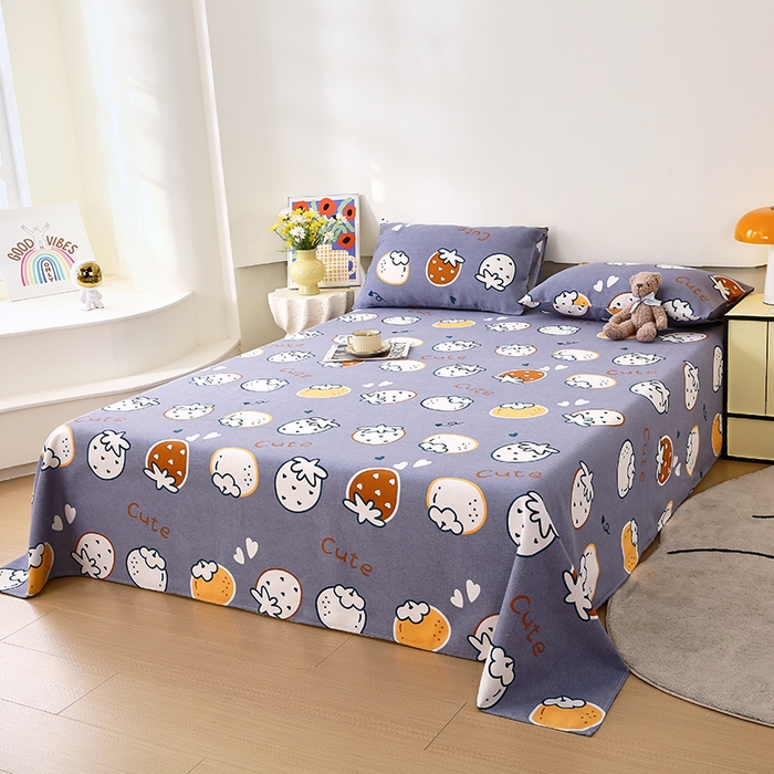 91家纺网 家纺一手货源 找家纺 爱彼家纺 2026新款古艺粗纱老粗布加厚加密凉席席子床单三件套 草莓多多